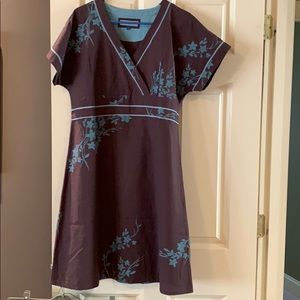 FatFace Brown Dress with Teal Floral Print